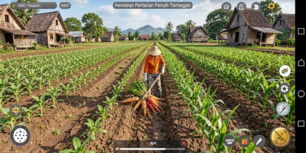 Screenshot utama 88ID menunjukkan gameplay bertani yang menarik dan seru.