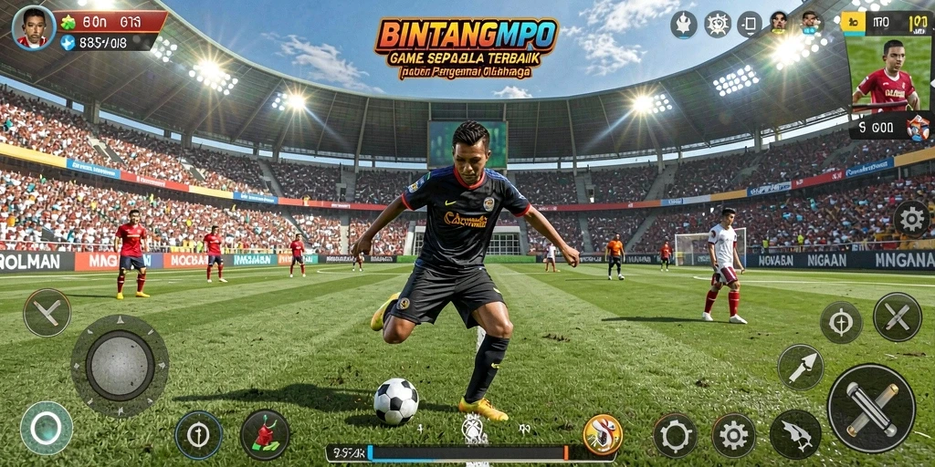Tampilan gameplay menarik dari BINTANGMPO dengan aksi sepak bola yang mendebarkan.