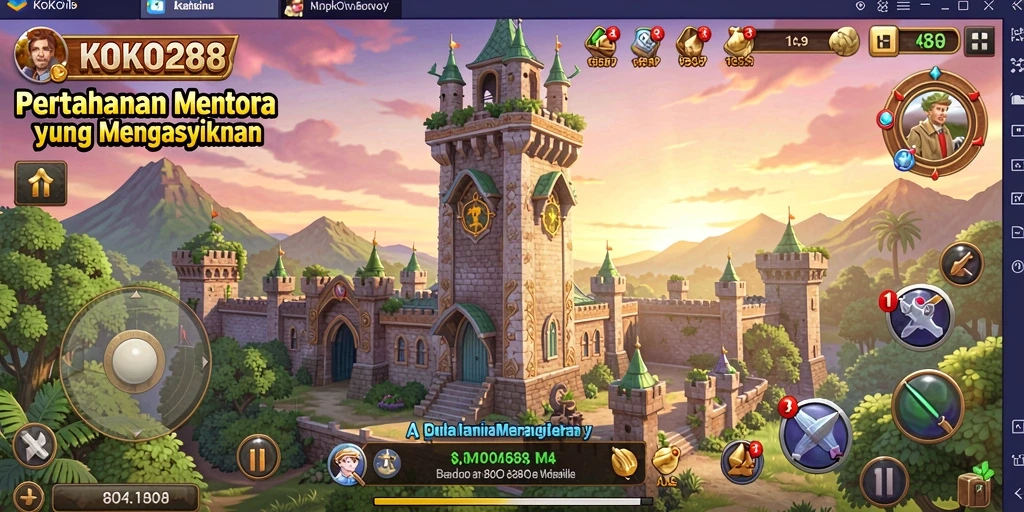 Tampilan gameplay KOKO288 yang penuh aksi dalam Tower Defense.