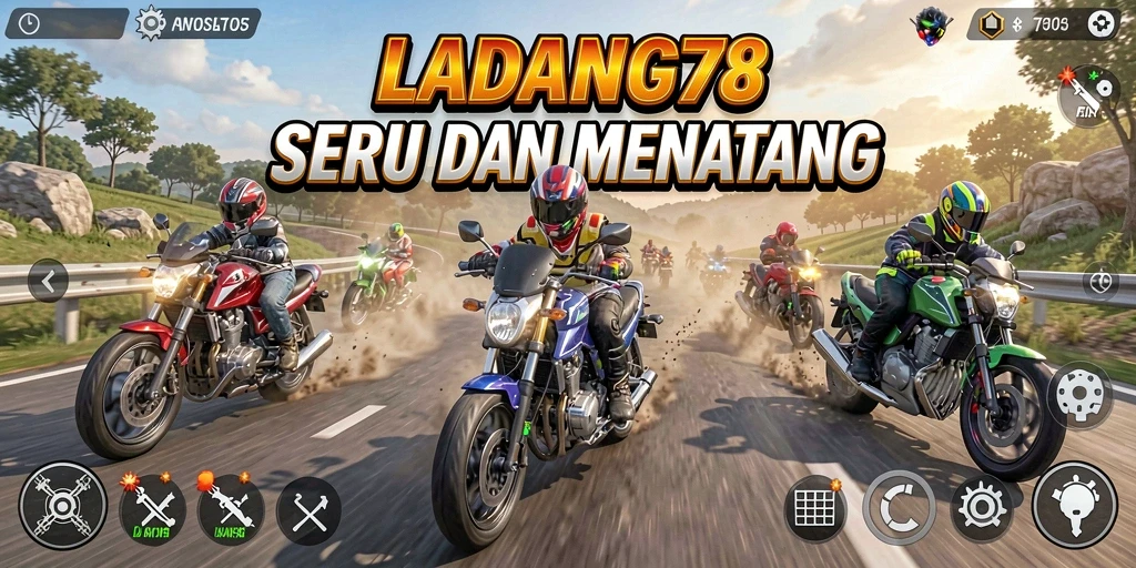 Tampilan gameplay <strong>LADANG78</strong> yang mendebarkan saat balapan motor.