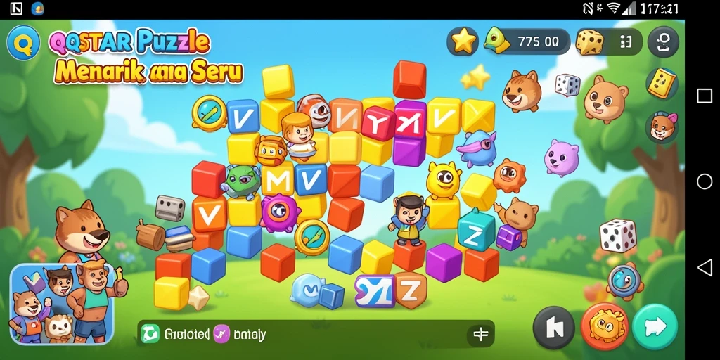 Tampilan utama gameplay QQSTAR menampilkan berbagai level puzzle yang menantang.