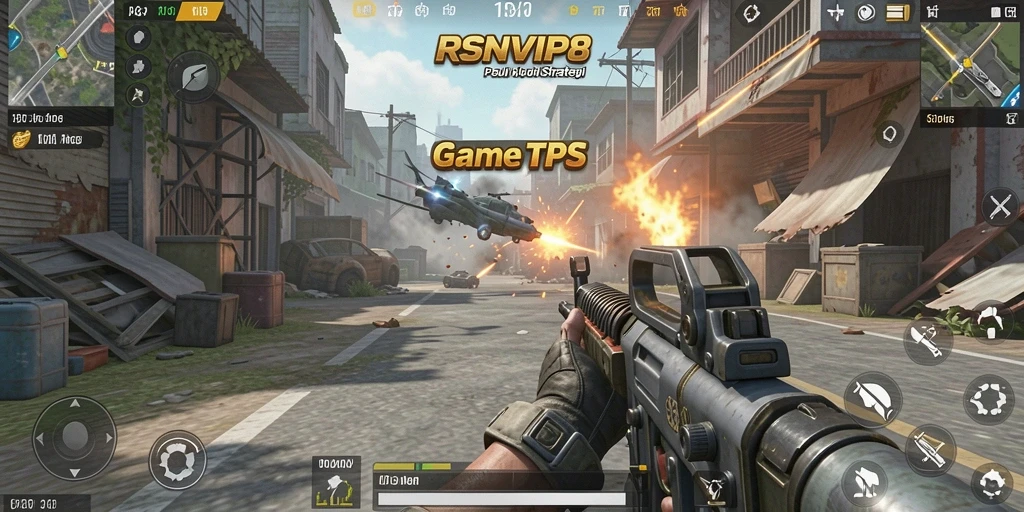 Menampilkan aksi intens dalam gameplay TPS RSNVIP8.